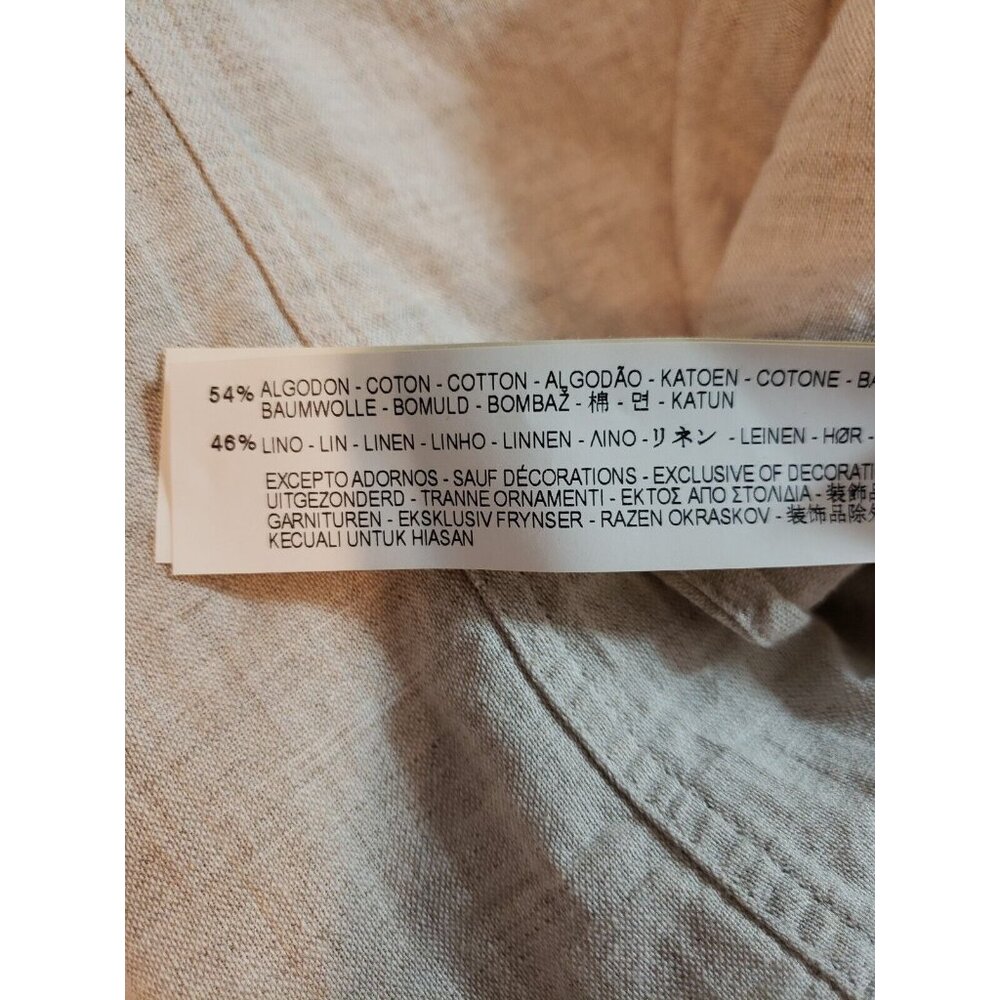 Zara Man Casual button up linen blend shirt slim fit Long Sleeve flip cuf size S - Picture 5 of 15